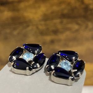 VINTAGE BLUE STONE CLIP-ON EARRINGS